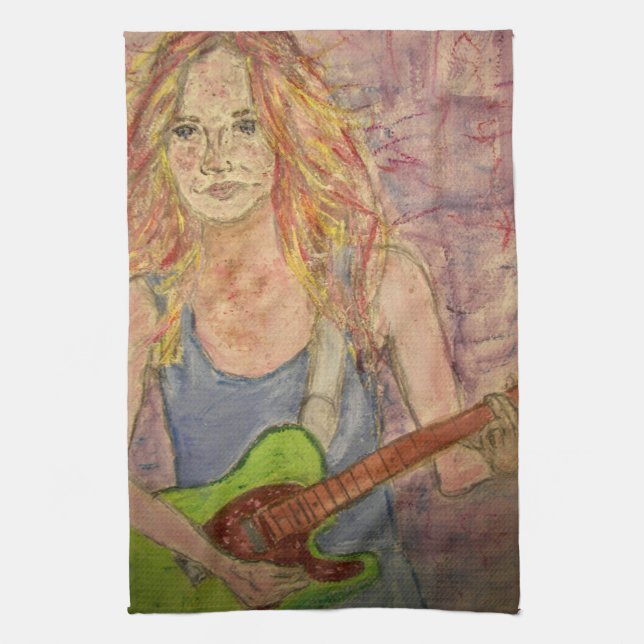 Rock Girl Tea Towel (Vertical)