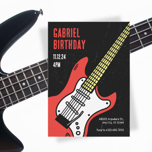 Rock guitar birthday invitation