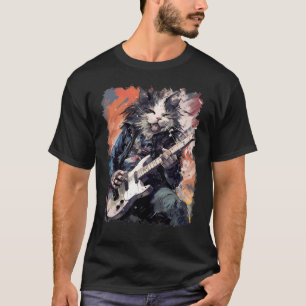 Rock Guitar Calico Cat Guitarist T-Shirt