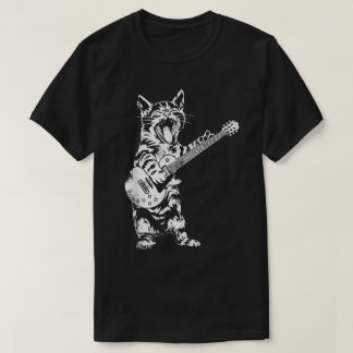 Rock Guitar Cat Funny Music Design T-Shirt
