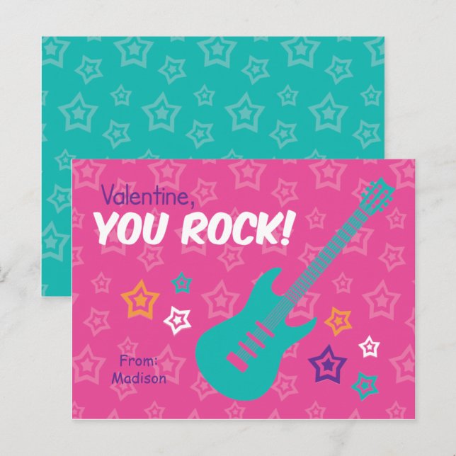Rock Guitar Class Valentines Holiday Postcard (Front/Back)