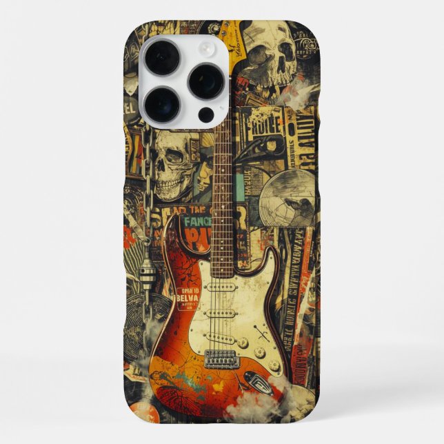 Rock Guitar Collage for Rock Fans and Musicians iPhone Case (Back)