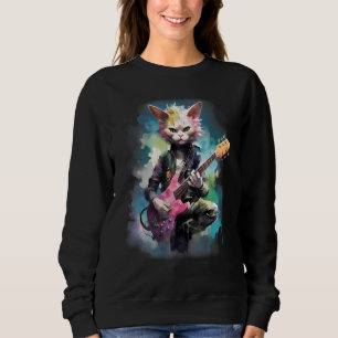 Rock Guitar Devon Rex Cat Guitarist Sweatshirt