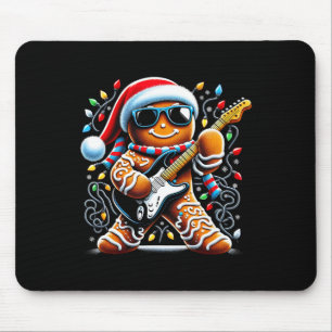 Rock Guitar Gingerbread Playing Guitar -funny Chri Mouse Pad