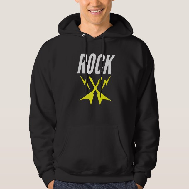 Rock Guitar Lightning Bolts To Rock On Hoodie (Front)
