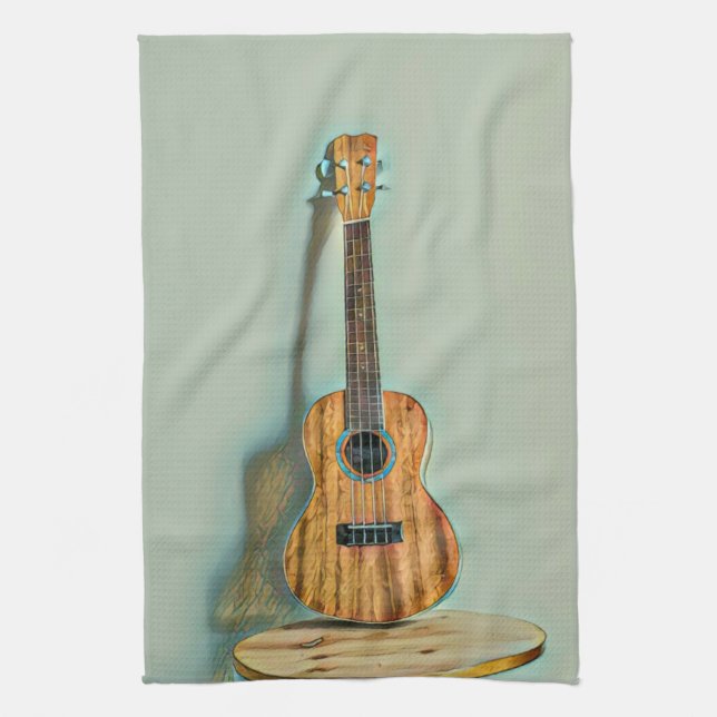 Rock guitar player tea towel (Vertical)