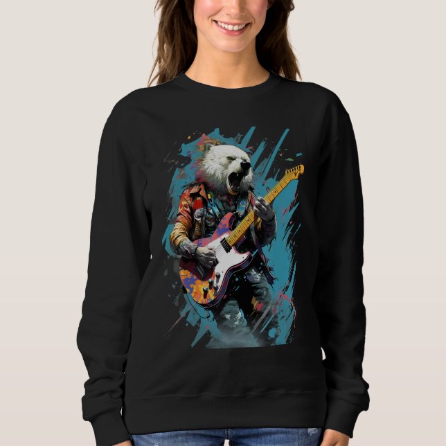 Rock Guitar Polar Bear Guitarist Sweatshirt (Front)