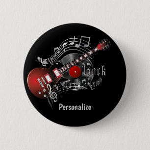 Rock Guitar - Red 6 Cm Round Badge