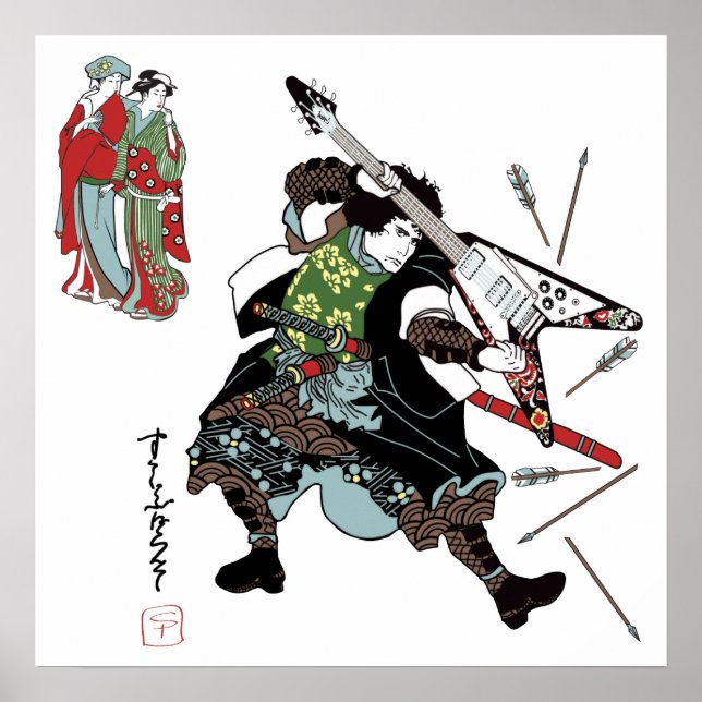 Rock Guitar Samurai - Guitar Poster (Front)