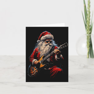 Rock Guitar Santa Claus Playing Guitar - Funny Chr Card