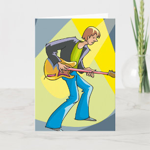 Rock Guitarist 70s Style Musician Card