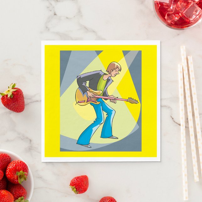 Rock Guitarist 70s Style Musician Napkin (Creator Uploaded)