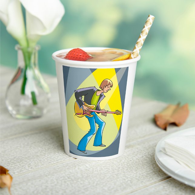 Rock Guitarist 70s Style Musician Paper Cups (Creator Uploaded)