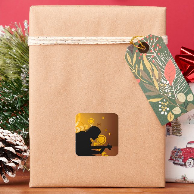 Rock Guitarist Rocker Musician Square Sticker (Creator Uploaded)