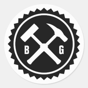 Rock Hammer Badge (Two Initials) Classic Round Sticker