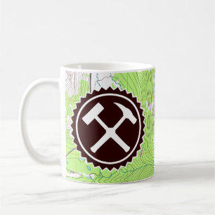 Rock Hammer Badge with Topo Map Coffee Mug