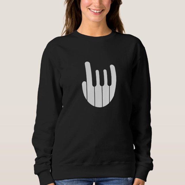 Rock Hand Piano Keyboard - Funny Cool Pianist Keyb Sweatshirt (Front)