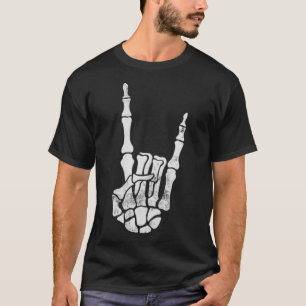 Rock Hand Pocket Lazy Halloween Costume Cool Bones T-Shirt