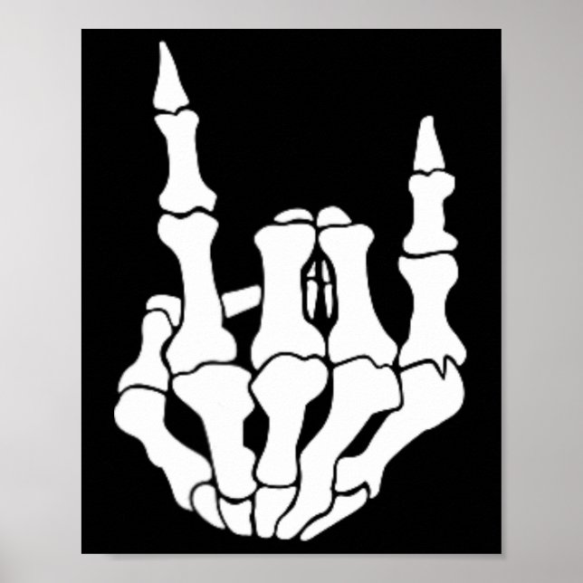 Rock Hand Skeleton Vintage Rocker Sign Halloween P (Front)