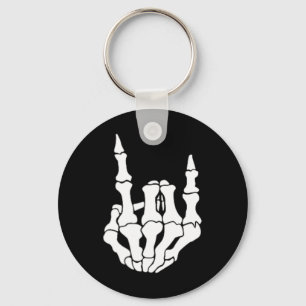 Rock Hand Skeleton Vintage Rocker Sign Halloween P Key Ring