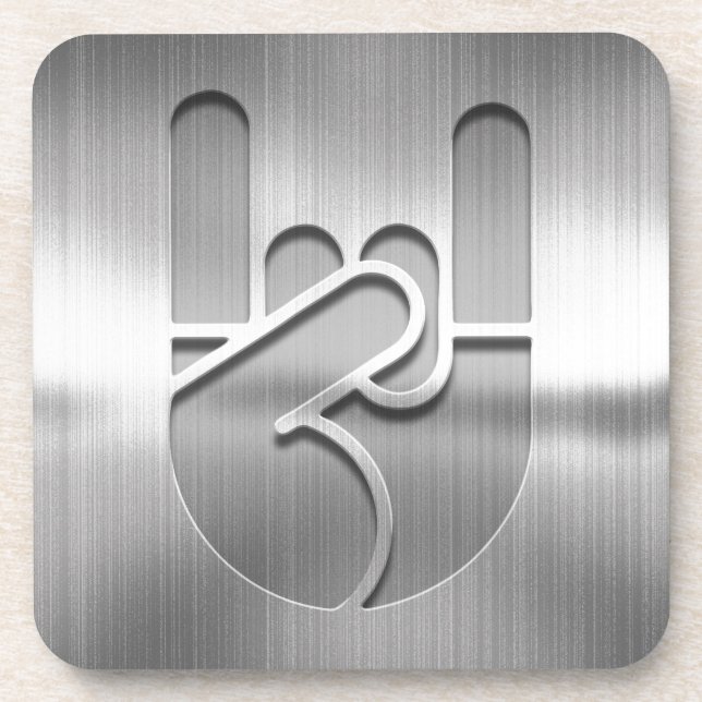 Rock Hand Steel Coaster (Front)