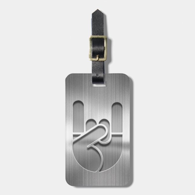 Rock Hand Steel Luggage Tag (Front Vertical)