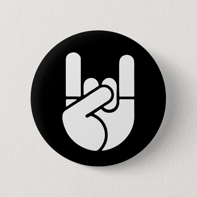 Rock Hand Stencil 6 Cm Round Badge (Front)