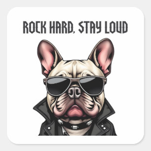 Rock hard, stay loud square sticker