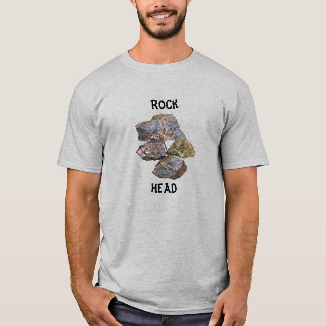 Rock Head Mineral Collectors Funny T-Shirt (Front)