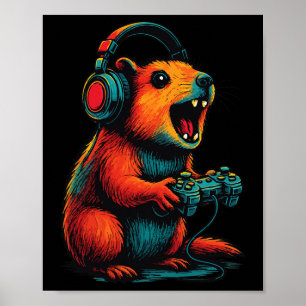 Rock Hyrax Gamer Awawa Video Games Funny  Poster