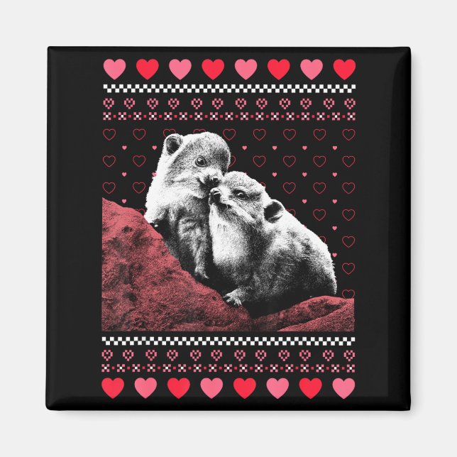 Rock Hyrax Valentine's Day Ugly Sweater Style  Magnet (Front)