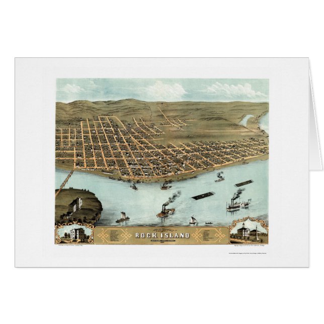 Rock Island, IL Panoramic Map - 1869 (Front Horizontal)