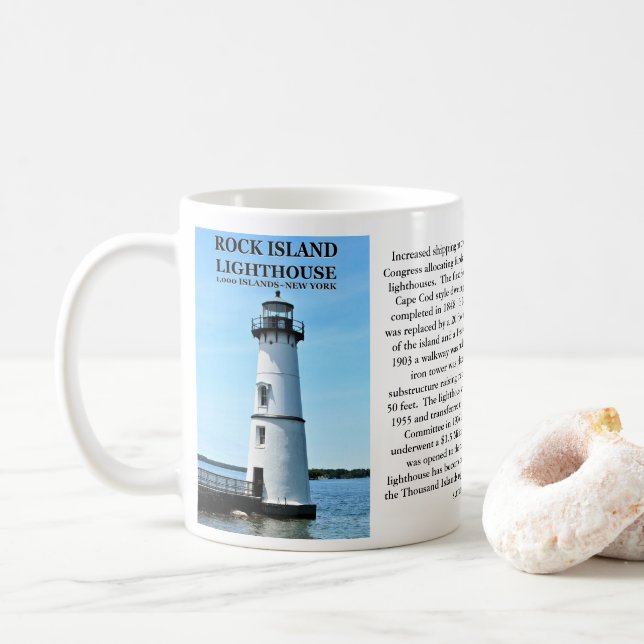 Rock Island Lighthouse, New York Mug (With Donut)