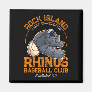Rock island rhinos retro minor league baseball magnet