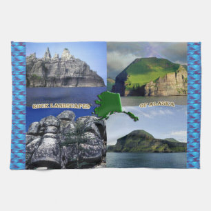 Rock Landscapes of Alaska Collage Tea Towel