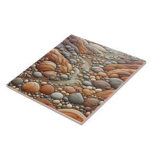 Rock-like Tiles Creating a Flowing River Design