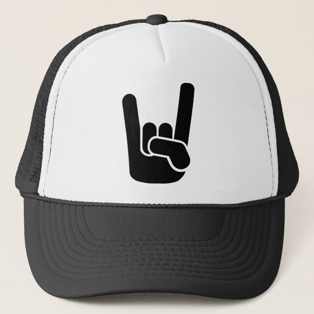 Rock Metal Hand Trucker Hat (Front)