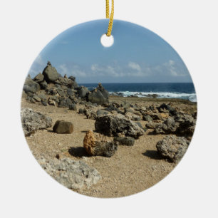 Rock Monuments on Aruban Coast Ceramic Tree Decoration