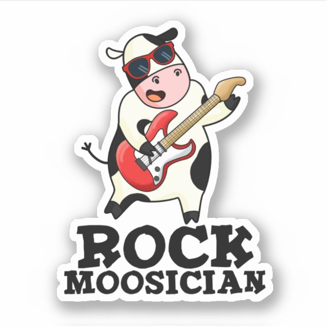 Rock Moosician Funny Cow Musician Pun  (Front)