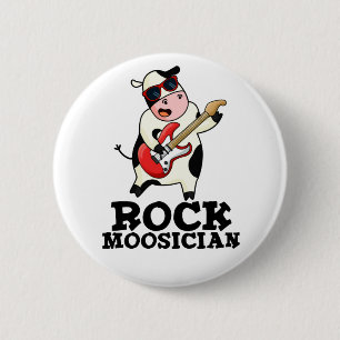 Rock Moosician Funny Cow Musician Pun  6 Cm Round Badge