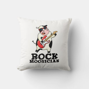 Rock Moosician Funny Cow Musician Pun Cushion