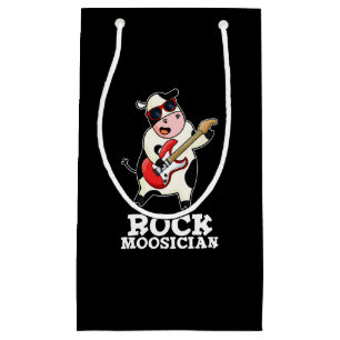Rock Moosician Funny Cow Musician Pun Dark BG Small Gift Bag