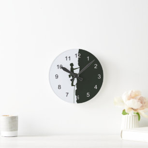 Rock, Mountain Climbing Climber Silhouette Round Clock
