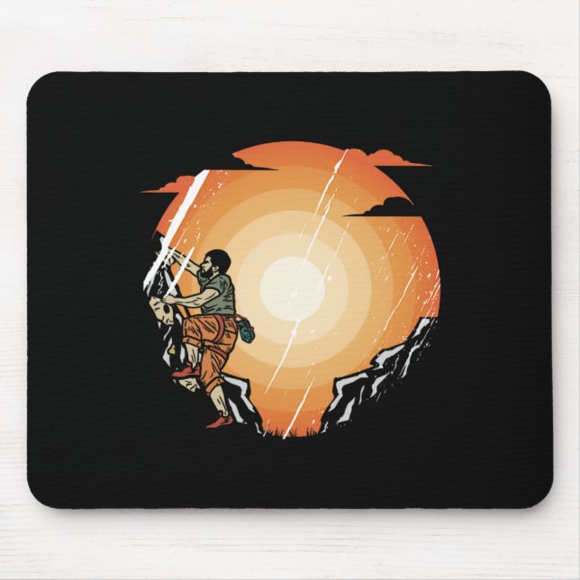 Rock Mountain Climbing Forest Sunset Nature Climbe Mouse Pad (Front)