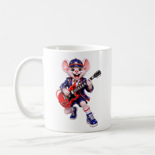 Rock Mouse Cute Guitar Character Music Coffee Mug