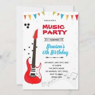 Rock music birthday theme invitation