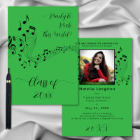 Rock Music Black Green Photo Graduate Announcement