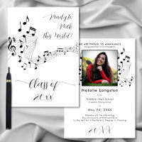 Rock Music Black White Photo Graduate Announcement