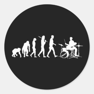Rock Music Drummer and Jazz Dubstep Drums Classic Round Sticker