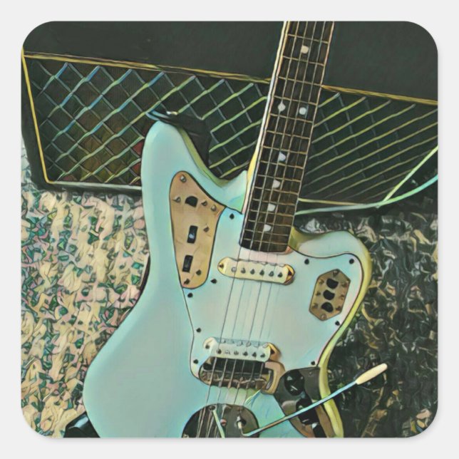 rock music gift for him her square sticker (Front)
